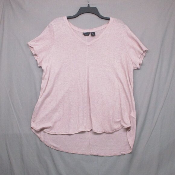 Tahari 100% Linen Blouse V-Neck Pink Women Size \ 1X - Picture 1 of 8